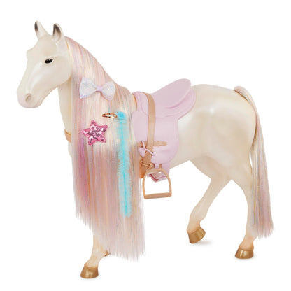 Our Generation Enchanting Horse - 50cm Toy Horse with Ultra-Long Rainbow Hair, Rainbow Hair Horse for 18-inch Dolls, Brushable Hair, Styling Accessories, Toy Horse for Fashion Dolls, Ages 3+