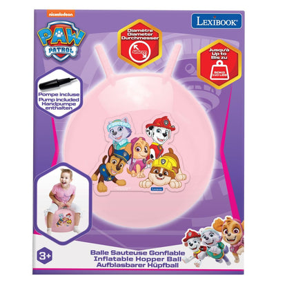 LEXIBOOK, Paw Patrol, Inflatable Hopper Ball, Chase, Marshall, Skye, Rubble, Everest, Manual pump included, Secure and durable plastics, Pink, BG040PAG