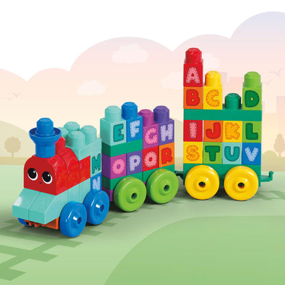 MEGA BLOKS First Builders Toddler Building Blocks Toy Set, ABC Learning Train with 60 Pieces, Ages 1+ Years, DXH35