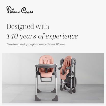 Silver Cross - Buffet Highchair - Baby Chair - Portable High Chair - Newborns to 3 years - Candy Pink