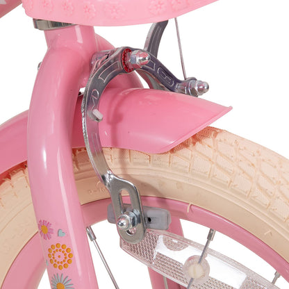 STITCH Little Daisy 12 Inch Kids Bike for 2-4 Years Girls with Stabilisers & Doll Seat, 12 Inch Princess Girls Bike with Basket & Streamers,Pink