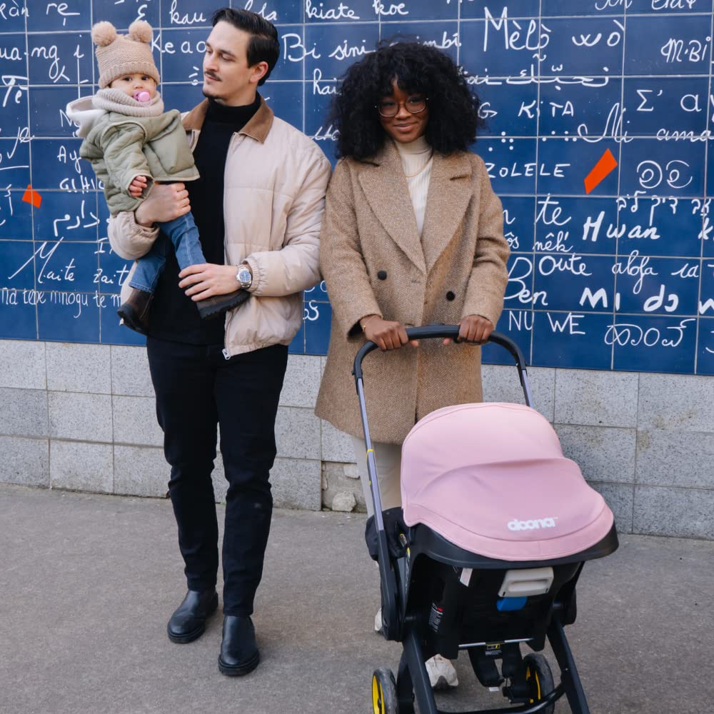 Doona+ Baby Car Seat & Travel Stroller Blush Pink - Convertible 0+ Car Seat and Pram with 5 Point Safety Harness - Ergonomic Pushchair and Travel System - ISOFIX Base Sold Separately