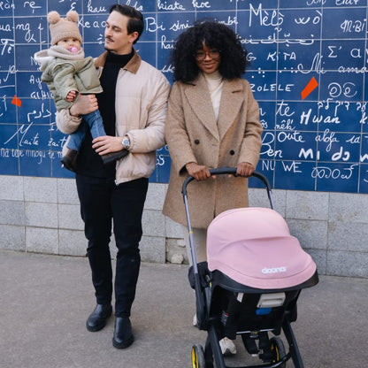 Doona+ Baby Car Seat & Travel Stroller Blush Pink - Convertible 0+ Car Seat and Pram with 5 Point Safety Harness - Ergonomic Pushchair and Travel System - ISOFIX Base Sold Separately