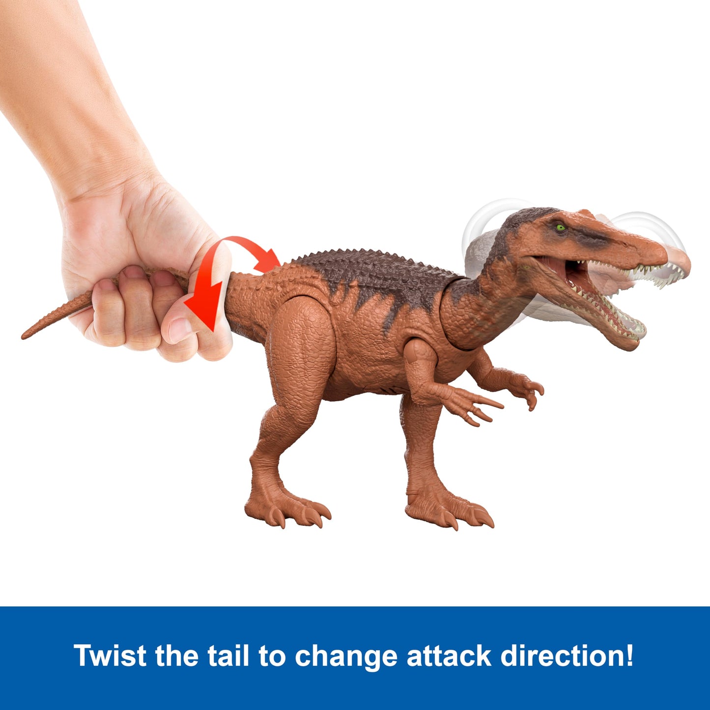 Mattel Jurassic World Rebirth Wild Roar Baryonyx Dinosaur Toy with Tail-Controlled Chomp Multi-Direction Attack & Sound, Posable & Digital Play, JGC79, Brown - Baryonyx