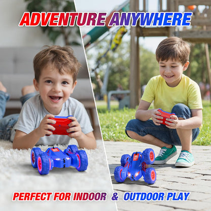 Dual Direct Charging Remote Control Cars with LED Light,High Speed 2.4Ghz 4WD Rc Stunt Car,Indoor and Outdoor 360° Rotates 180°Flips Electric Vehicle Toys Gifts for 3-12 Year Old Boys Girls Kids