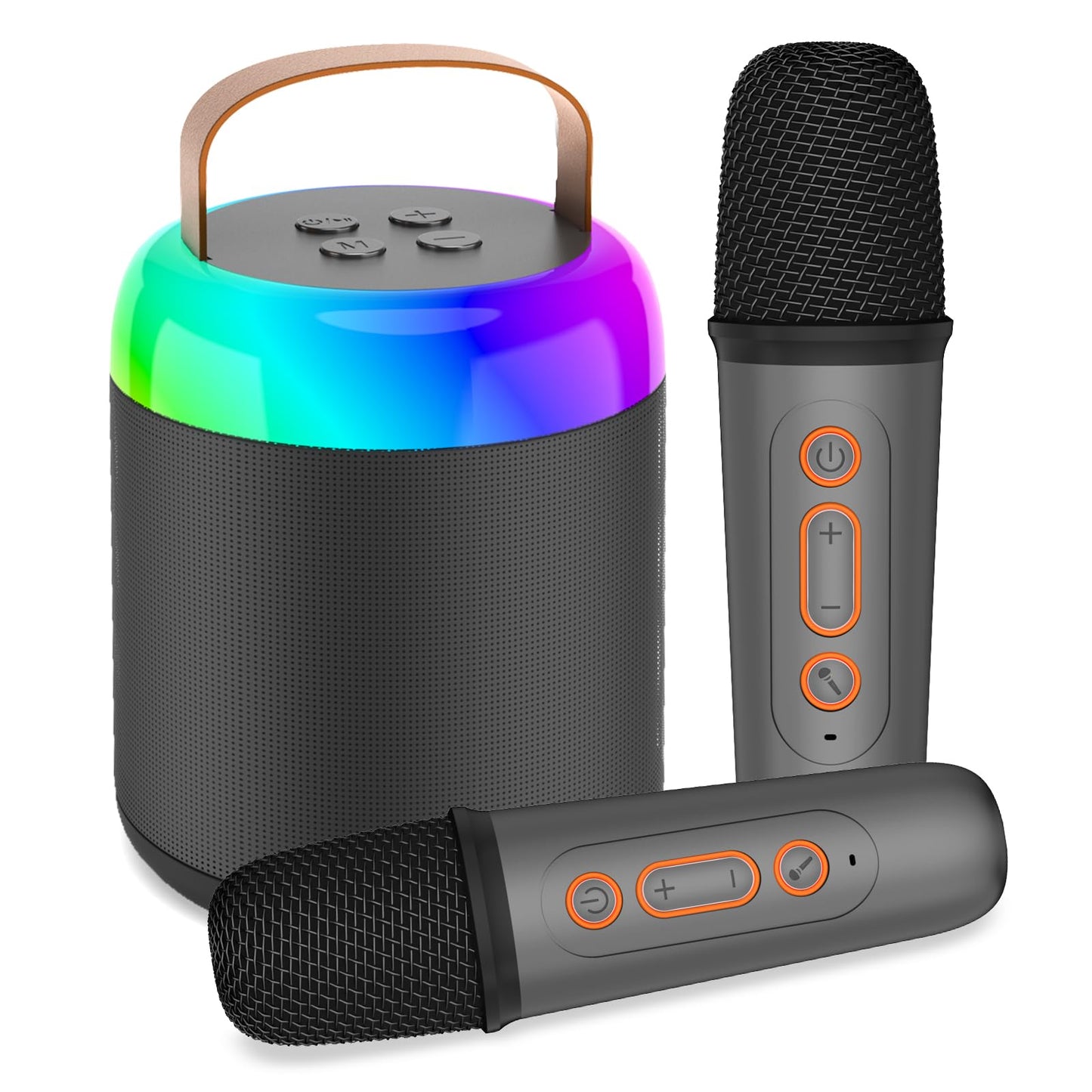 Onihan kids karaoke machine with two microphones, LED party lights, portable design, ideal for girls' birthday and Christmas gifts