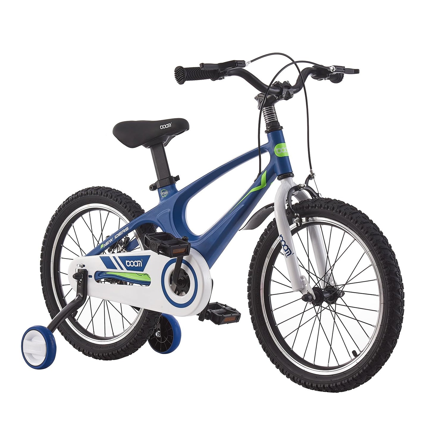 BSTSEL children's blue 14-inch kids bicycle with stabilizers and double brakes, suitable for boys and girls aged 2-9 years.