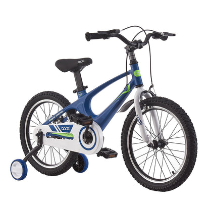 BSTSEL children's blue 14-inch kids bicycle with stabilizers and double brakes, suitable for boys and girls aged 2-9 years.