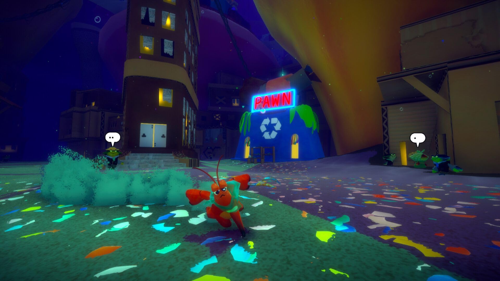 Illustration of a crab character from Another Crab's Treasure Nintendo Switch game, featuring vibrant colors and detailed artwork.