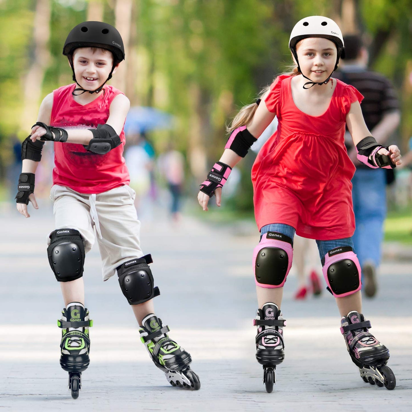 Gonex Children’s Inline Skates, Adjustable Inline Skates for Boys and Girls, EU 31-42, Green, M