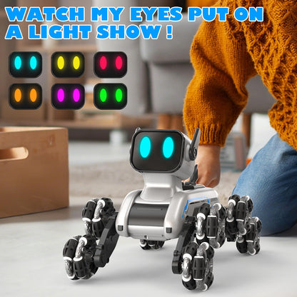 SIMREX Robot Dog RC Stunt Car Toys - Interactive Remote Control Car with Gesture Control & Mecanum Wheels, LED Eyes, 3 Sound Effects, Birthday Gift for Kids Boys Girls Ages 6+