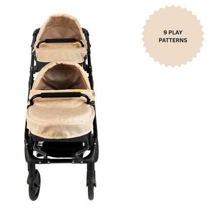 Joie Junior Evalite Twin Pushchair | Stone & Black Double Pushchair | Double Dolls Pram with Adjustable Height Handle And Multiple Seat Options | Suitable For Ages 3+