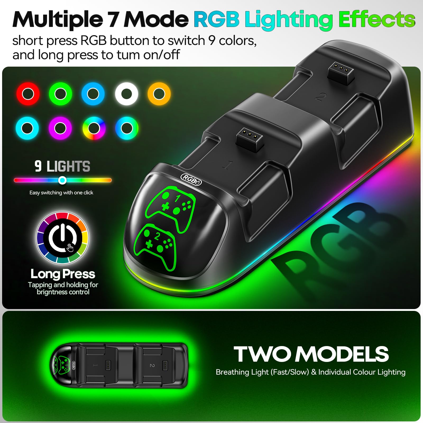 OIVO Xbox controller charging dock with two 5580mWh rechargeable battery packs for Xbox One and Series X/S.