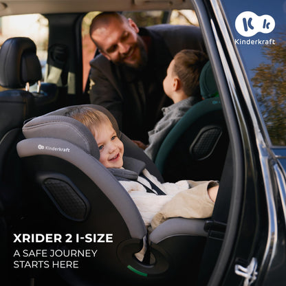 Kinderkraft XRIDER2 Infant Car Seat with Base, Isofix, I-Size 40-125 Cm, from Birh to 7 Years, Reclining, 360 Degree, Safety Systems, Travel Comfort, Green