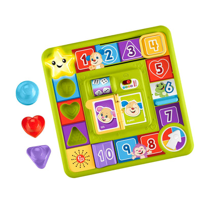 Fisher-Price Pretend Board Game Baby Toy with Lights and Smart Stages Learning Content, Laugh and Learn Puppy’s Game Activity Board, UK English Version, HRB76