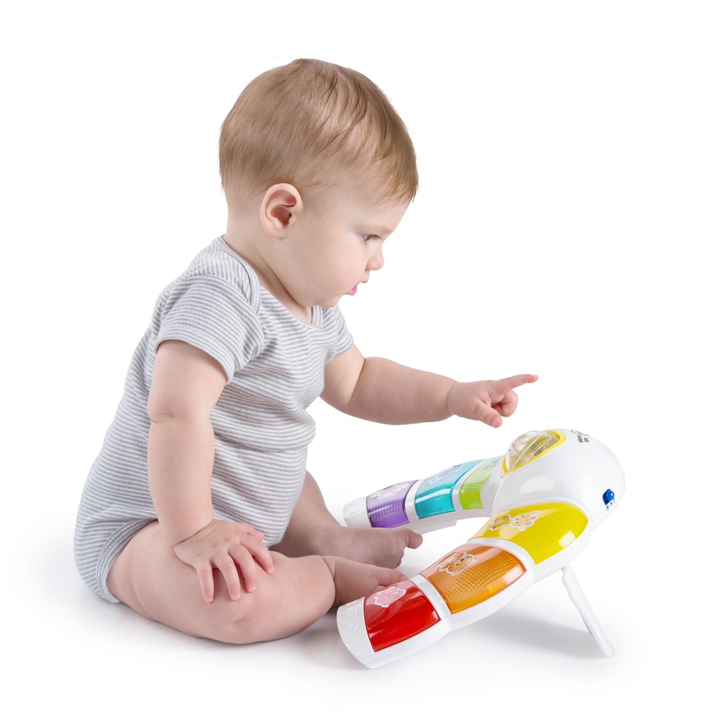 Baby Einstein Glow & Discover Light Bar musical activity station with colorful lights, buttons, and sensory features for babies 3 months+.