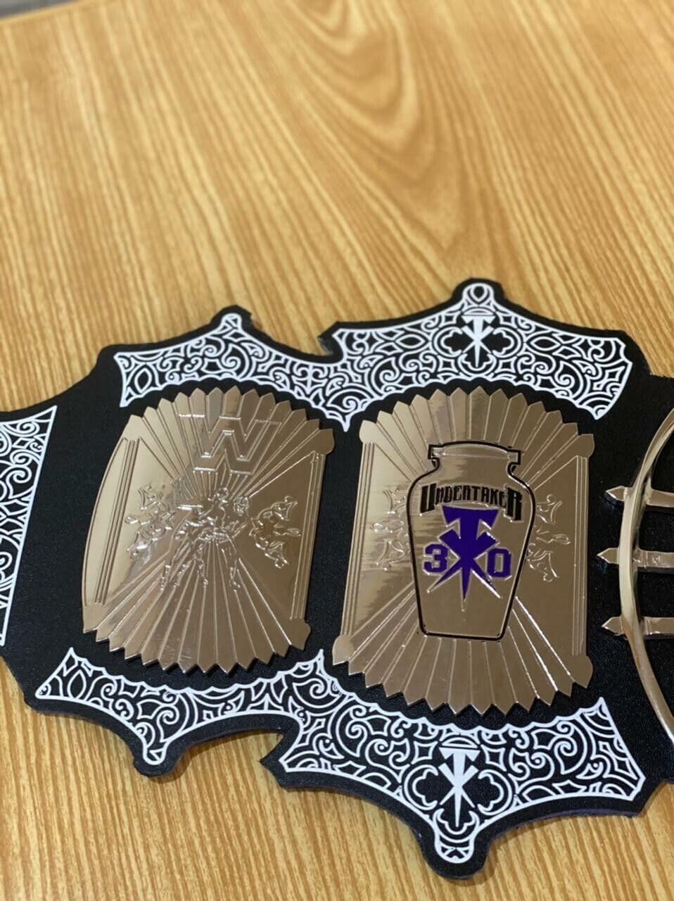 Octal Sports - UnderTaker 30-Years Signature Championship Title Belts Adult Size Upto 46" Wrestling Replica 2mm Gold Coated Leather Base (Black)