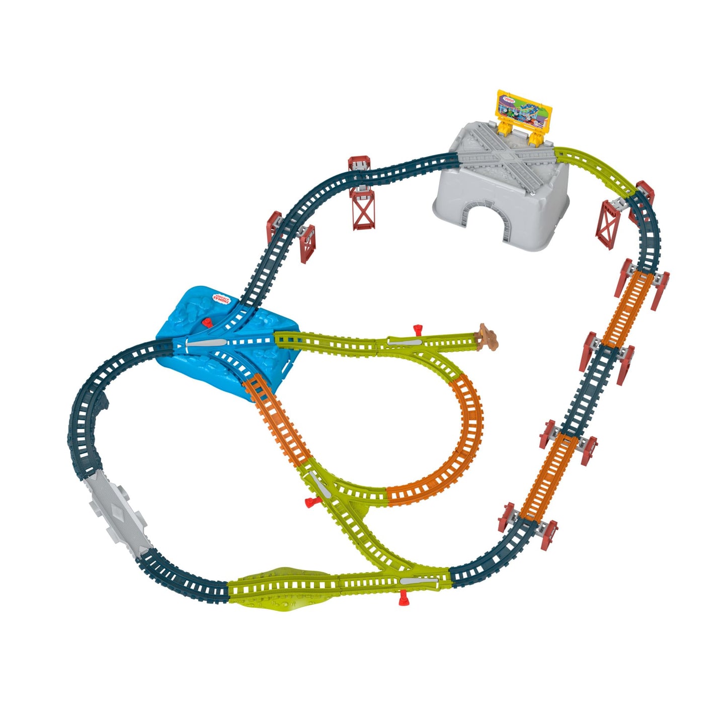 Thomas & Friends Toy Train Tracks Set, Connect & Build Bucket, 34-Piece Expansion Pack for Diecast & Motorized Trains, Kids Ages 3+ Years, HNP81