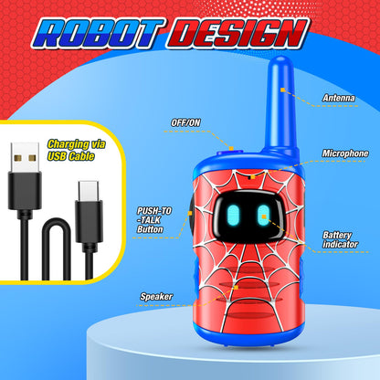 Spider Walkie Talkie Kids, Toyokid Outdoor Toys for 4 5 6 Year Old Boy Girl Gift for 3-12 Year Olds Boys Toy Age 3 4 5 6 7 Rechargeable Walkie Talkies for Kids Toys Garden Birthday Presents