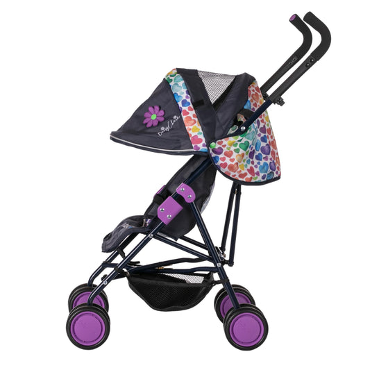 Daisy Chain Zipp Max Dolls Pushchair – Adjustable handles from 76-82cm. For children of 4, 5, 6, 7, 8 or 9 years. (Rainbow Hearts)