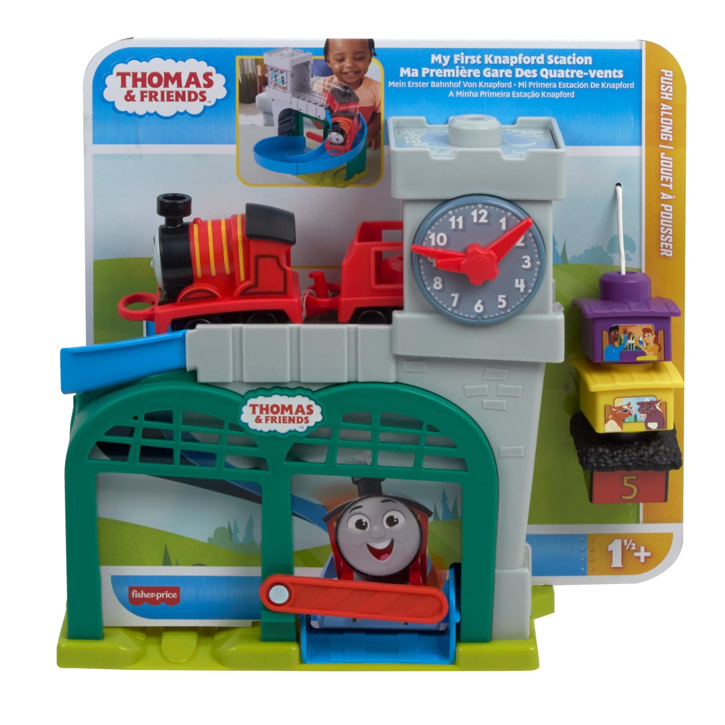 Thomas & Friends Toddler Toy My First Knapford Station Train Playset with Stack & Wobble Cargo for Kids Ages 18+ Months, HXW24
