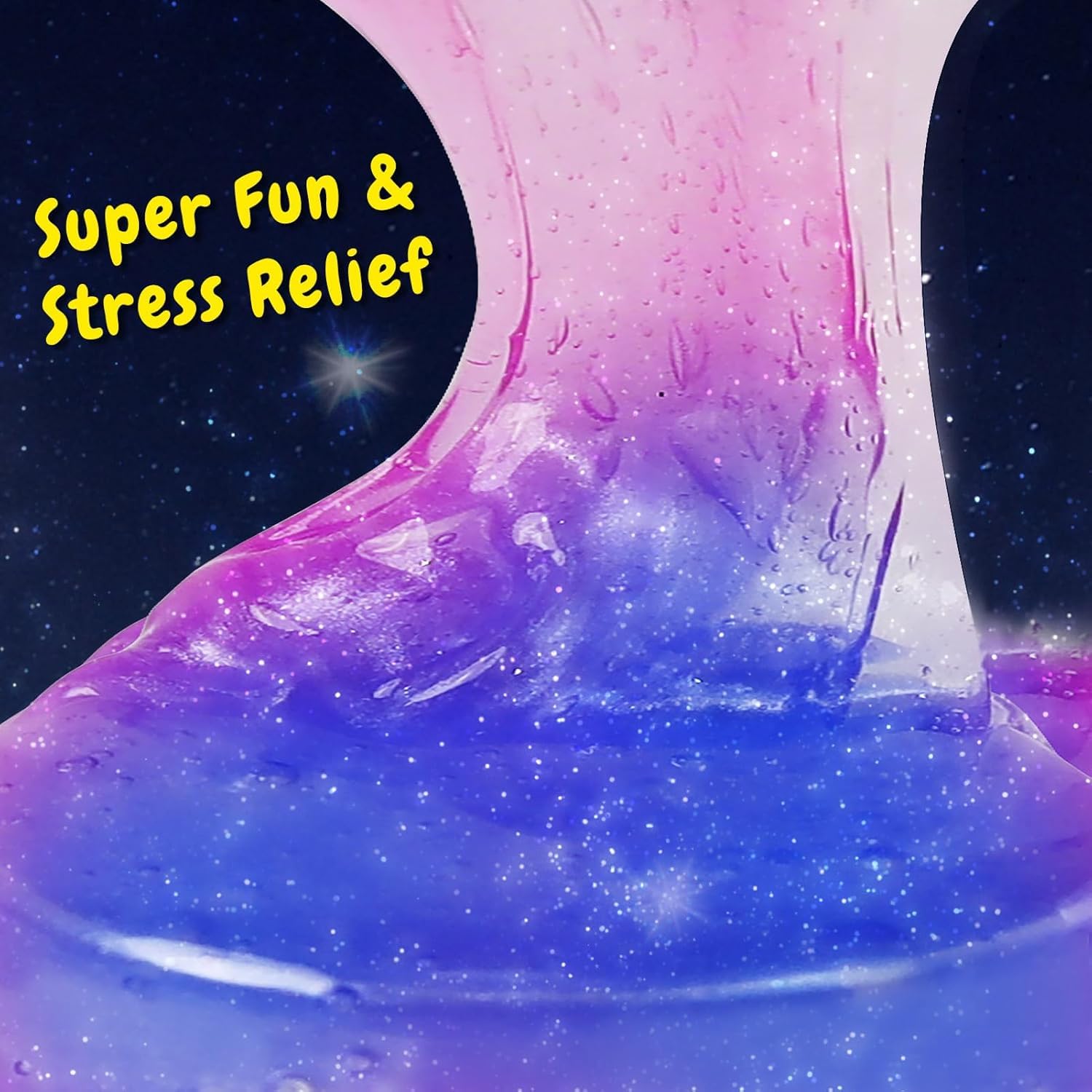 24 pack galaxy slime balls by SJOAUET, stretchy, non-sticky slime toys perfect for kids' stress relief, party favors, and classroom rewards.