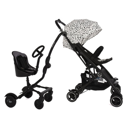 Roma Uptown 4 Wheel Toddler Seat & Steering Wheel, Universal Buggy Board with Seat, Side Attachment for Pushchairs & Buggies, Supports Up to 25kg, Eliminates Double Pram Need