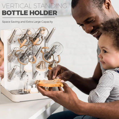 Woobroo Baby Bottle Drying Rack for Newborn Feeding Essentials, Nipples and Accessories, Grey, Large