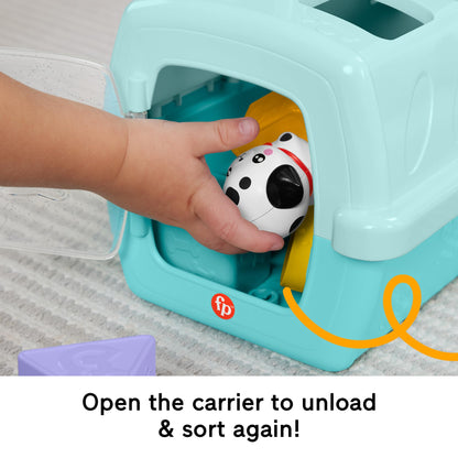 Fisher-Price Baby Shape Sorting Toy FP Pets Sorting and Animal Transport Box with Fine Motor Activities for Babies from 6 Months HTW93, Pastel Colour