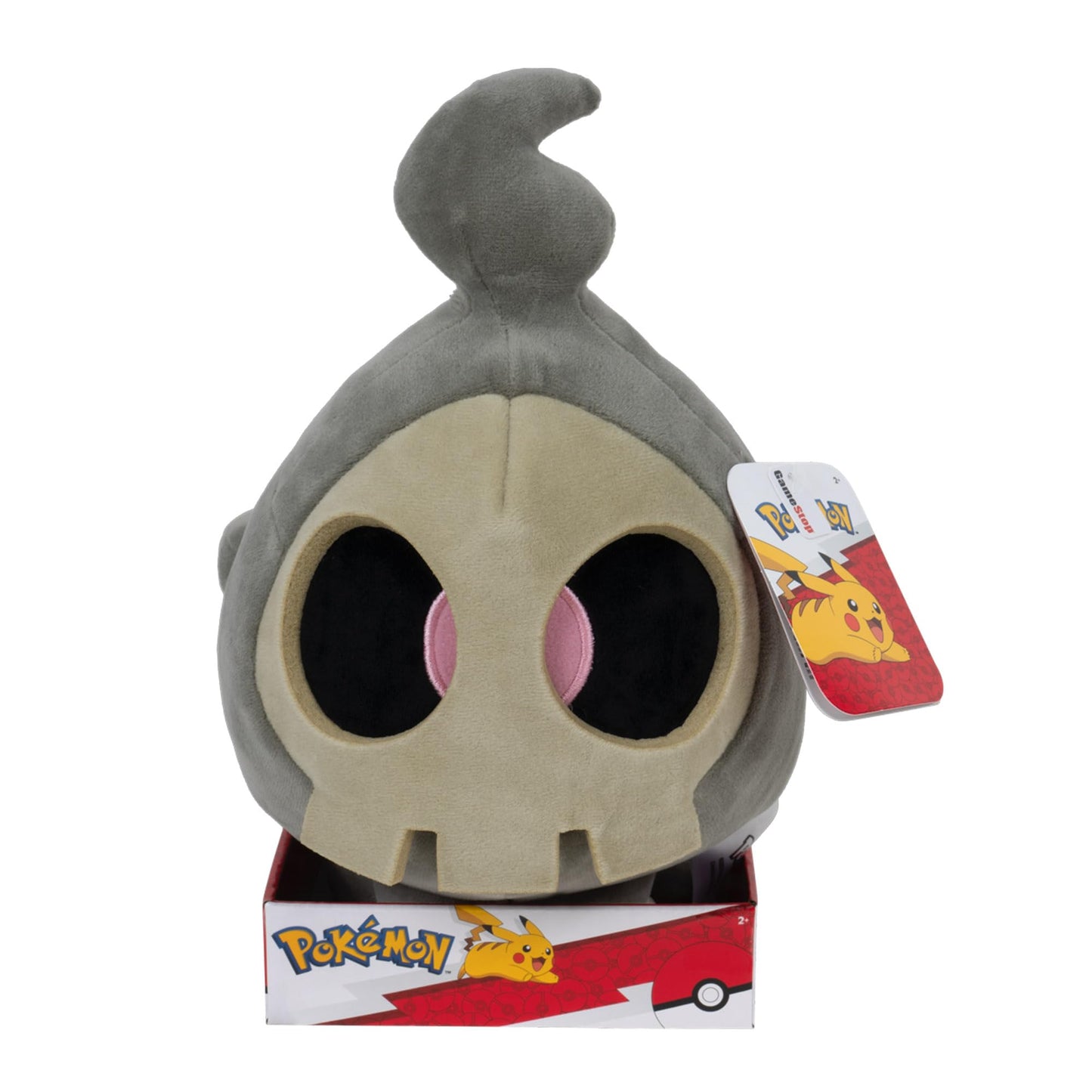 12-inch Duskull plush toy by Pokémon, featuring authentic details and a soft, cuddly design for kids.