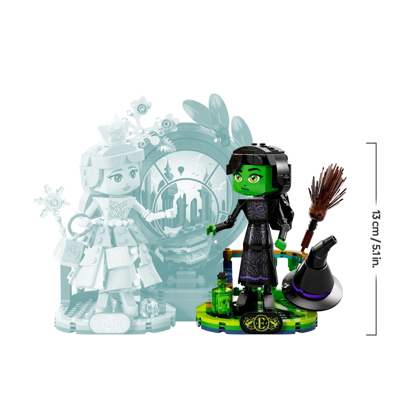 LEGO Wicked Elphaba & Glinda Figures - Play and Display Toy with Accessories incl. a Broom, Crown & Purse plus a Window Scene - Gift for 10+ Year Old Girls & Movie Fans - 75682