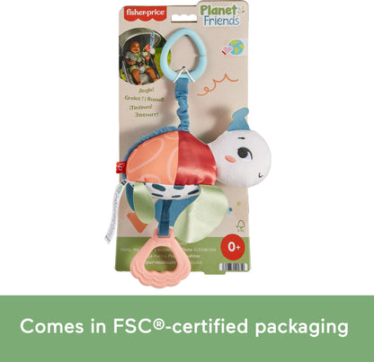 Fisher-Price Baby Stroller Toy Planet Friends Sea Me Bounce Turtle with teether, bouncing motion, and sounds for newborns.