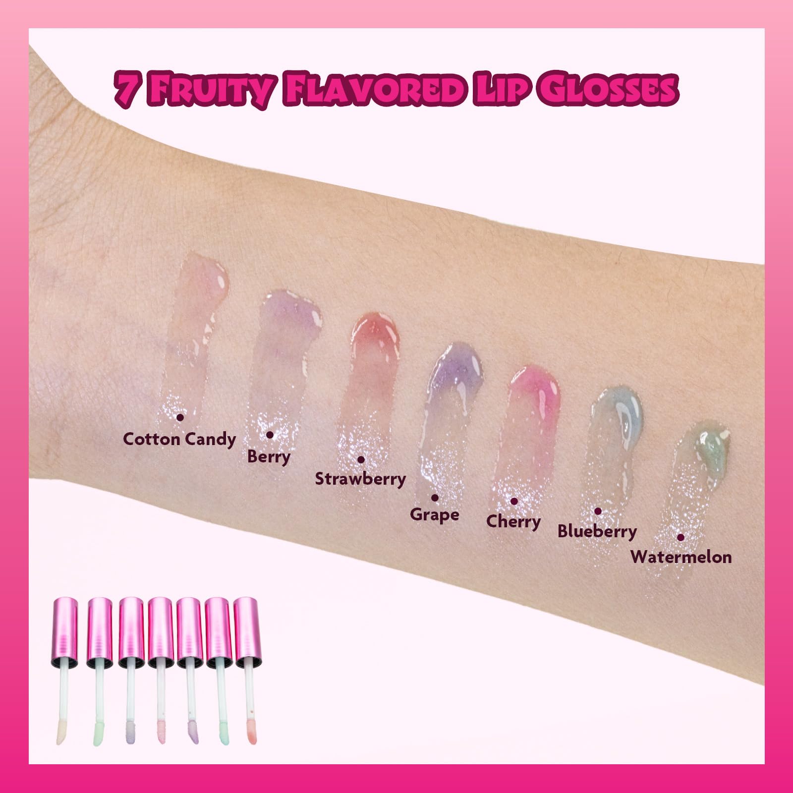 Barbie 7-piece plant-based lip gloss set in colorful packaging, ideal for girls' parties and sleepovers by Townley Girl.