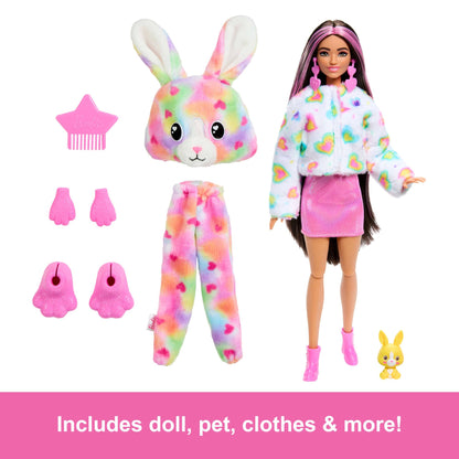 Barbie Cutie Reveal Doll & Accessories with Tie-Dyed Bunny Plush Costume & 10 Surprises Including Color Change, Color Dream Series, HRK38
