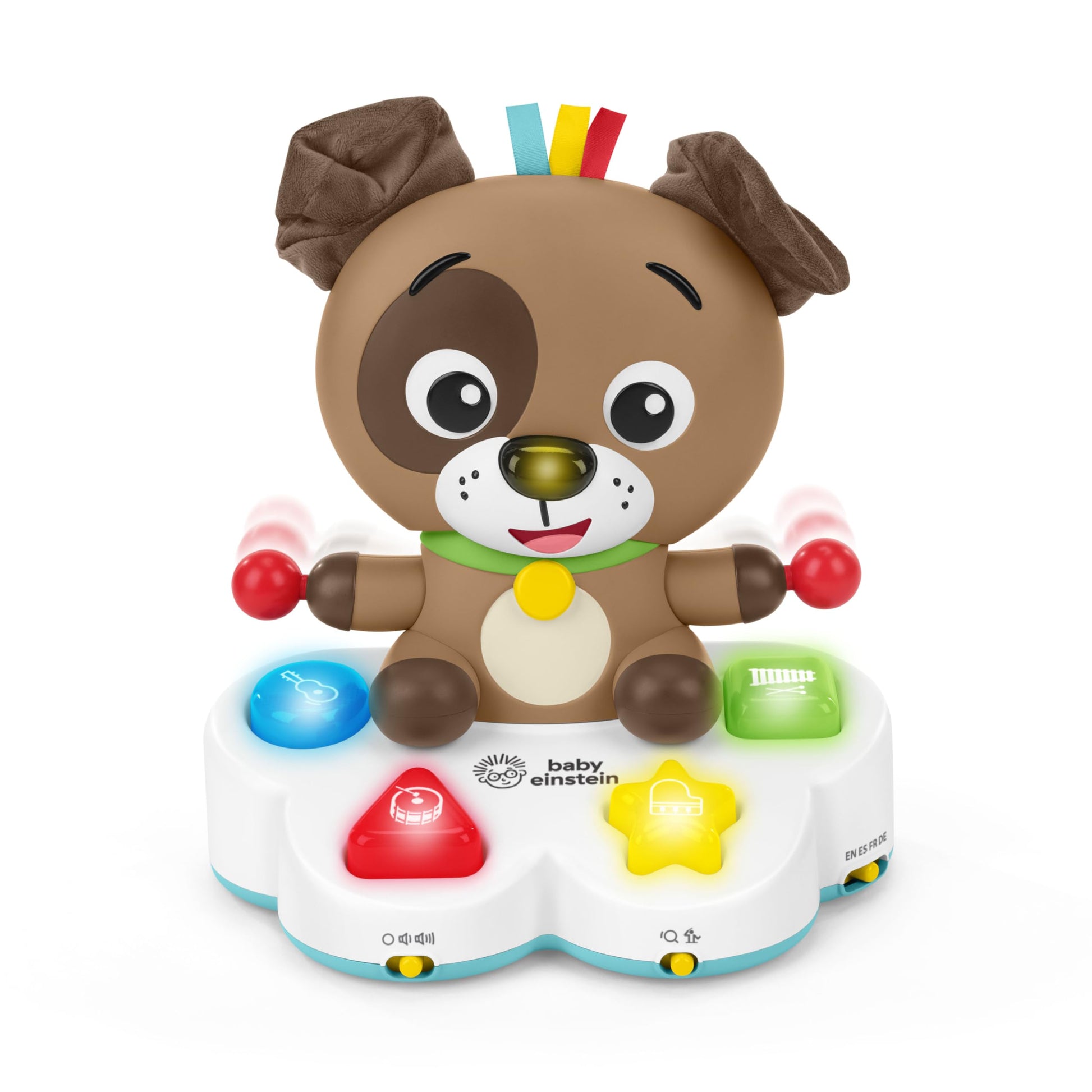 Baby Einstein Drum & Learn Dean musical toy for babies, featuring colorful buttons and multisensory features for ages 6 months and up.