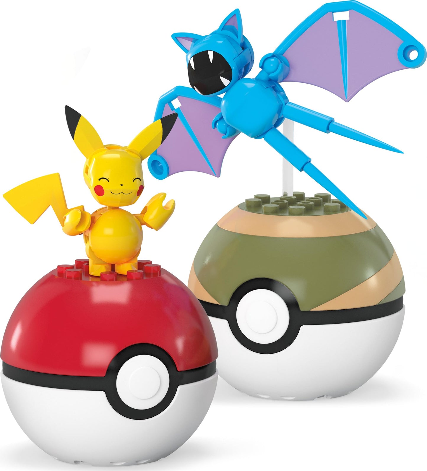 MEGA Pokémon building toys set featuring Pikachu and Zubat with 40 pieces and a Poké Ball, ideal for kids' creative play.