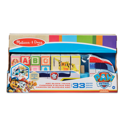 Melissa & Doug PAW Patrol Toy Truck with Alphabet & Number Wooden Building Blocks, Kids Toys for Girls and Boys Age 3+, PAW Patrol Toys, Play Vehicles Gift for 3 Year Old Boy or Girl