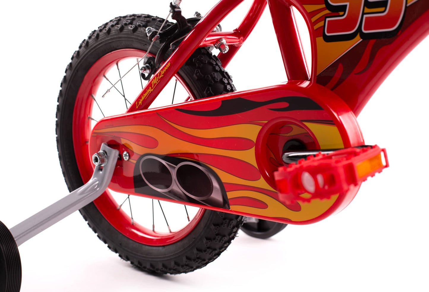 Huffy Disney Cars 14 inch Kids Bike + Stabilisers For Boys or Girls 4-6 Years - Lightning McQueen Styling, Red