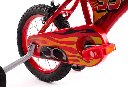 Huffy Disney Cars 14 inch Kids Bike + Stabilisers For Boys or Girls 4-6 Years - Lightning McQueen Styling, Red