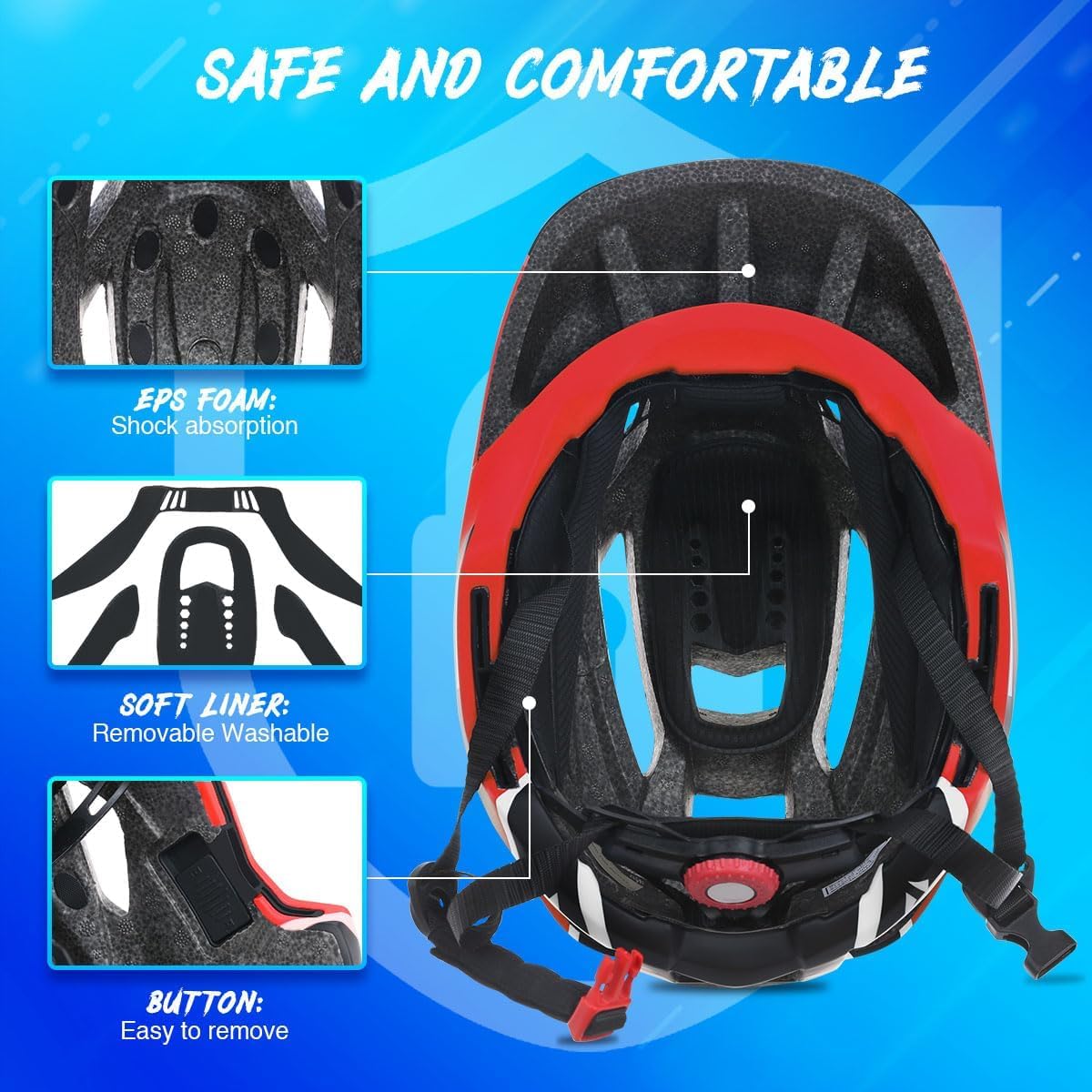 Lixada Kids Full Face Helmet Detachable Full Face Kids Bike Helmet Children Sports Safety Helmet for Cycling Skateboarding Roller Skating