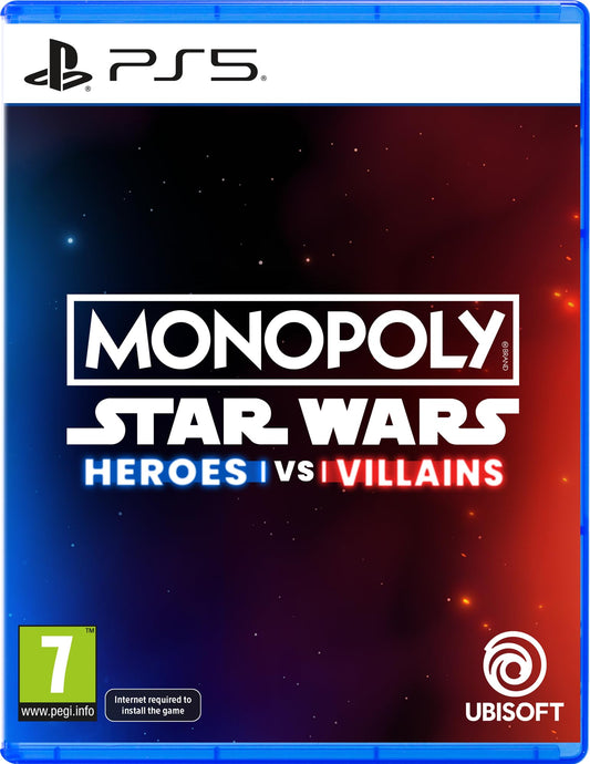 Ubisoft Monopoly Star Wars Heroes vs Villains game for PS5 showing the game case with Star Wars themed artwork and characters.