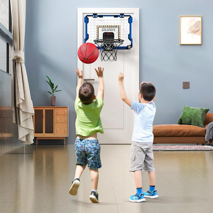 TEMI Indoor Basketball Hoop for Kids, LED Light Door Basketball Hoop, Mini Backboard with Electronic Scoreboard & 4 Balls, Basketball Kids Gift 5 6 7 8 9 10 11 12 Year Old Boys Girls Teen
