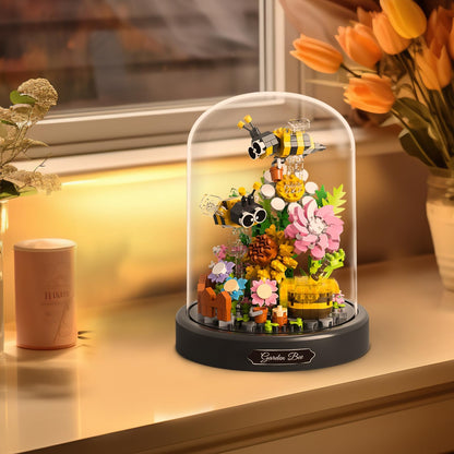 Highdar Honey & Flower Bouquet Building Set with micro bricks, showcasing colorful insect and flower designs.