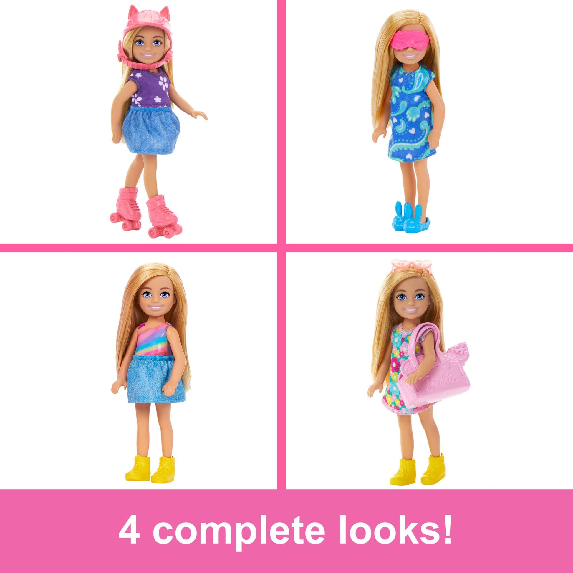 Barbie Chelsea doll with foldable closet playset, 15 clothes and accessories for on-the-go toy storage and play.