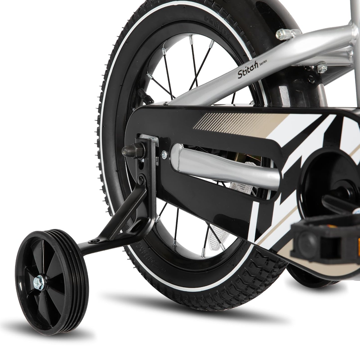 STITCH 14 Inch Kids Bike for 3-5 Ages Boys, 14" Wheels Bike for Boys With Stabilisers, Silve