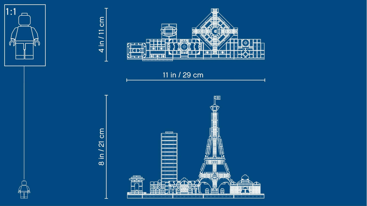LEGO Architecture Paris Model Set featuring the Eiffel Tower and The Louvre, ideal for home décor and collectors.