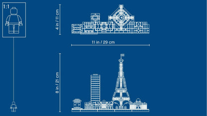 LEGO Architecture Paris Model Set featuring the Eiffel Tower and The Louvre, ideal for home décor and collectors.