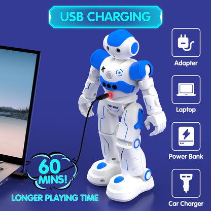 Pup Go Smart RC AI Robot Toy for Kids 3+, Early for Boys, Singing Dancing Interactive Talking Gesture Sensing Remote Control, STEM Educational Autistic (Blue)