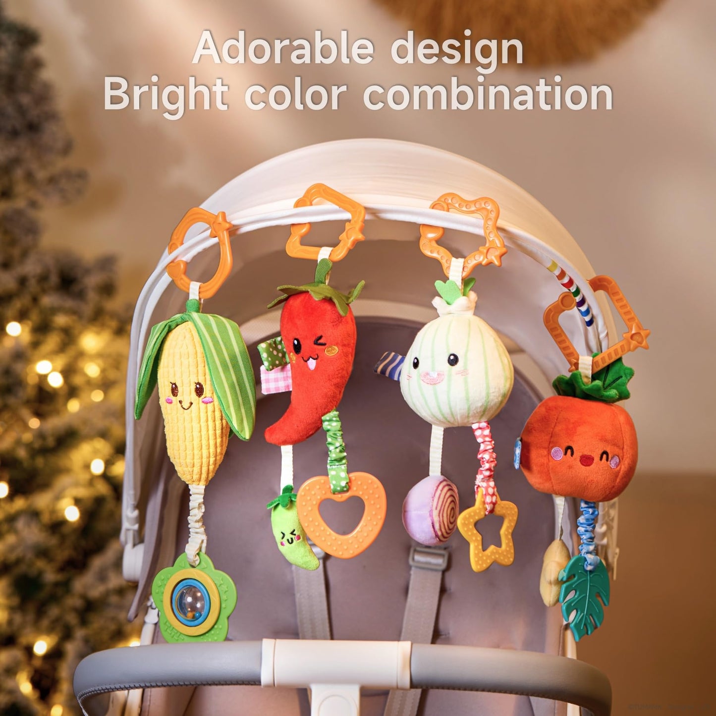 TUMAMA KIDS baby rattle sensory toy clipped to pram for infants 0-12 months, colorful and safe for boys and girls.