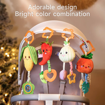 TUMAMA KIDS baby rattle sensory toy clipped to pram for infants 0-12 months, colorful and safe for boys and girls.